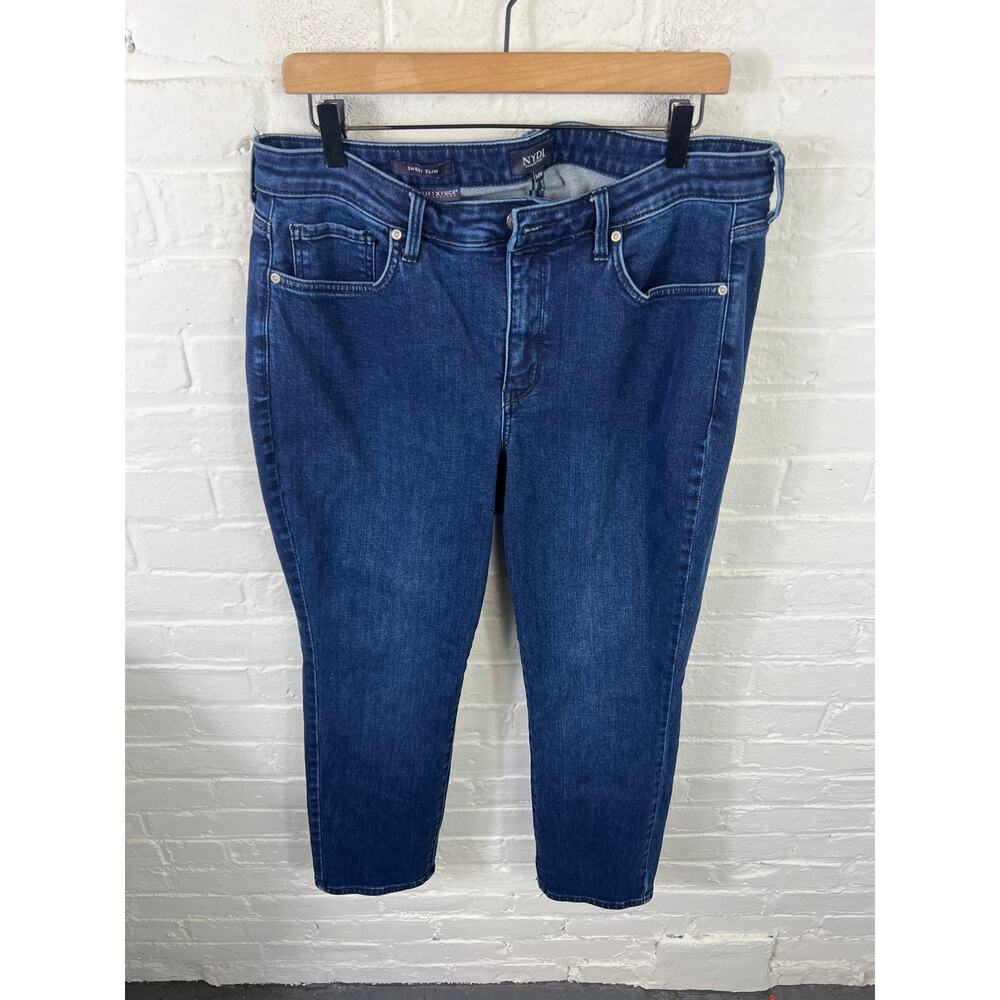 NYDJ Women's Mid Rise Sheri Slim Fit Skinny Jeans Dark Wash Blue Size 14W - Picture 8 of 12